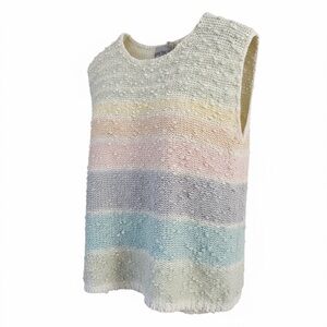 Vintage Coastal Grandma Sweater Pastel Textured Grannie Acrylic Knit Size Medium